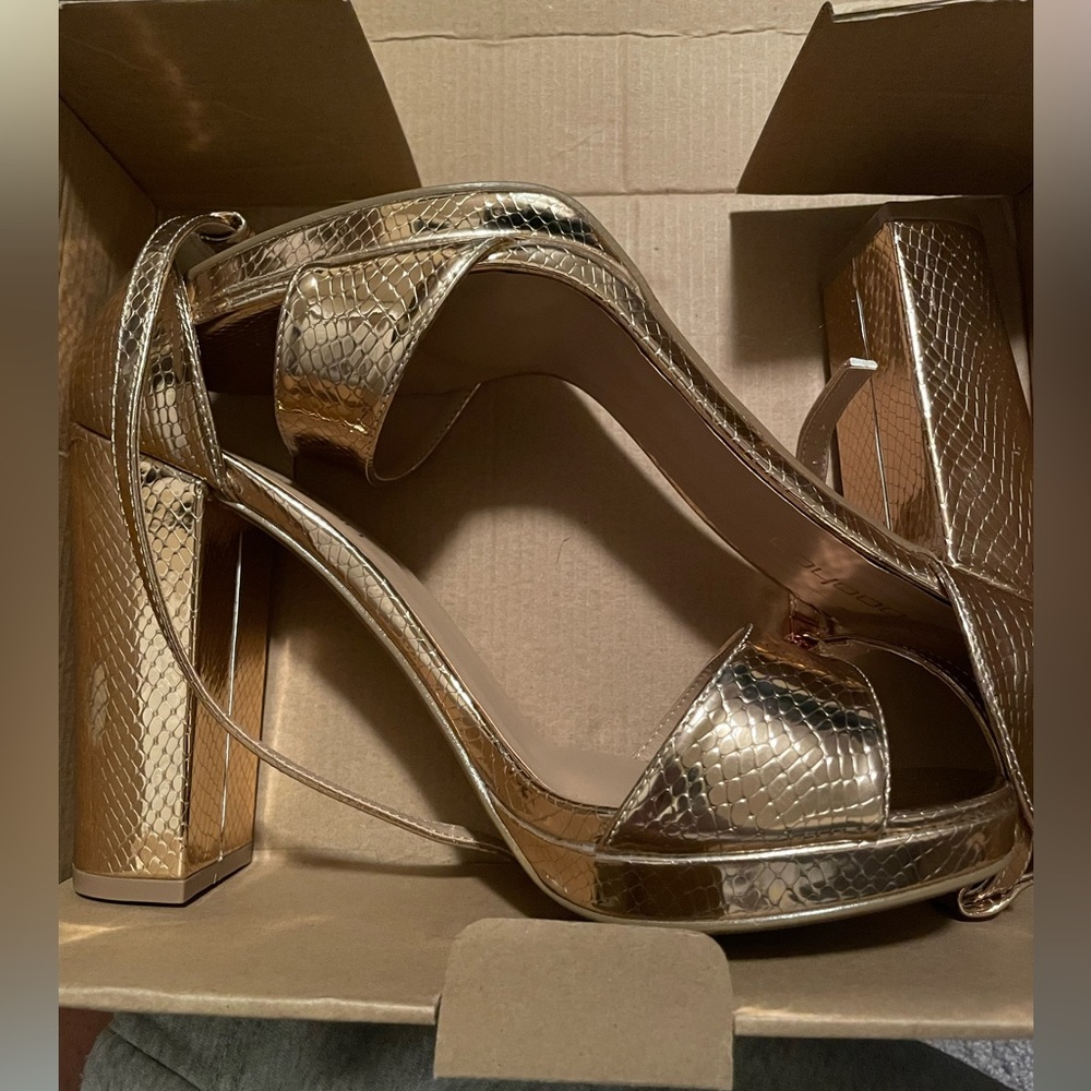 Rose gold chunky heels
